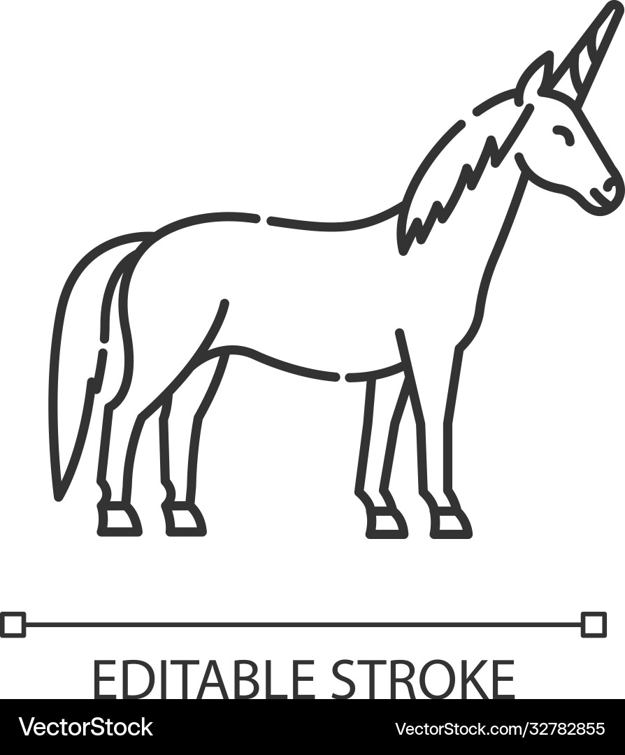 Unicorn pixel perfect linear icon Unicorn pixel perfect linear icon vector image
