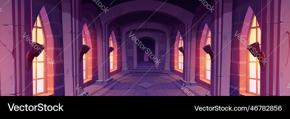 Ancient palace or castle corridor interior Ancient palace or castle corridor interior vector image