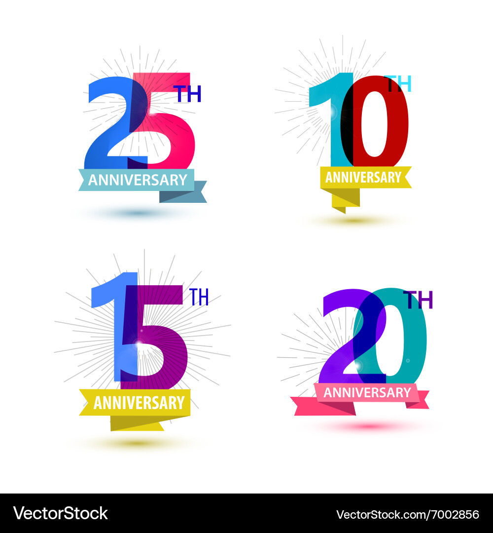 Anniversary Number Set - 10, 15, 20, 25 – Royalty-Free Vector | VectorStock, image size:1000x1080