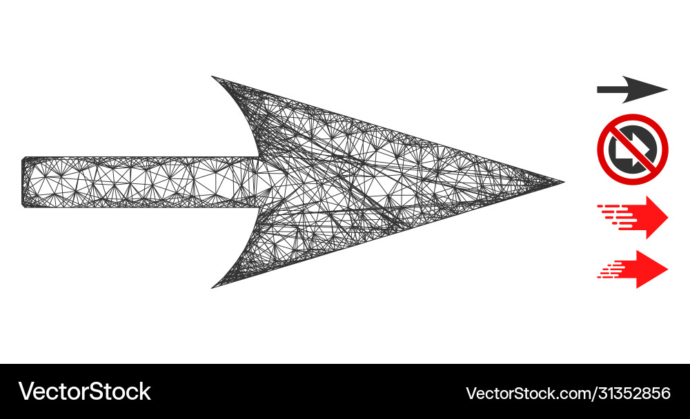 Arrow axis x web mesh Arrow axis x web mesh vector image