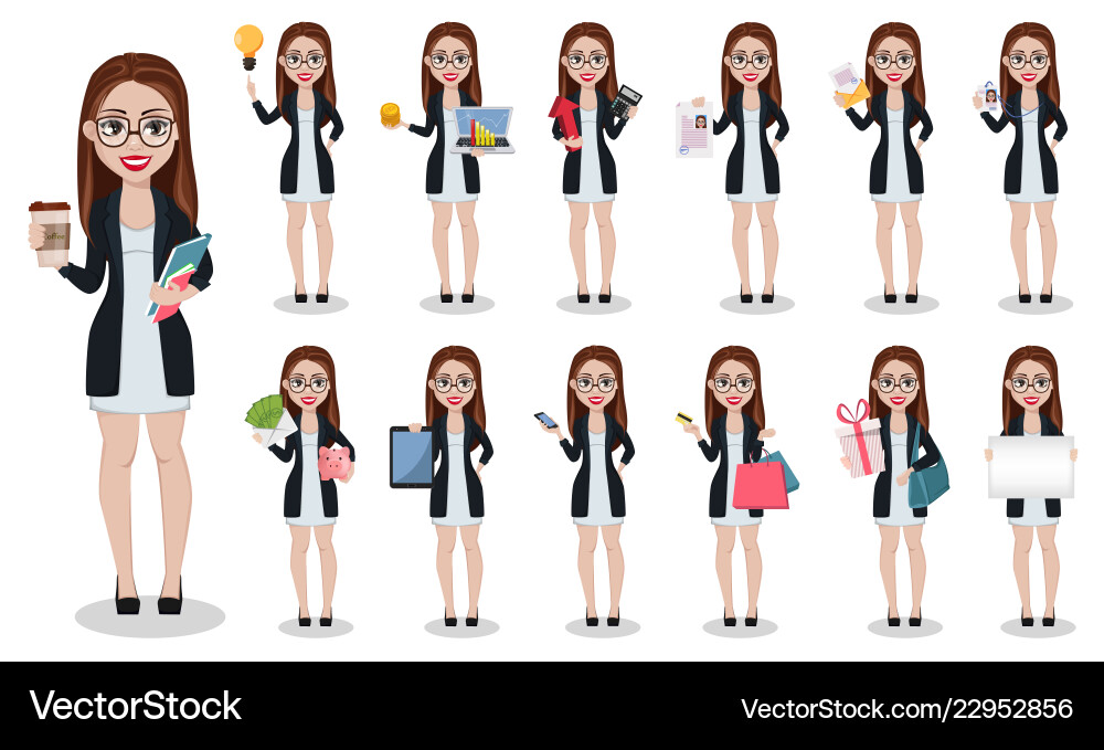Business woman cartoon character beautiful lady Business woman cartoon character beautiful lady vector image