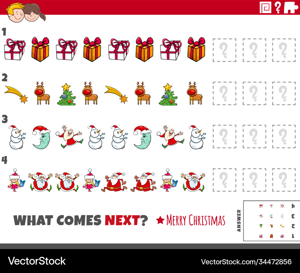 Christmas Pattern Completion Game vector image