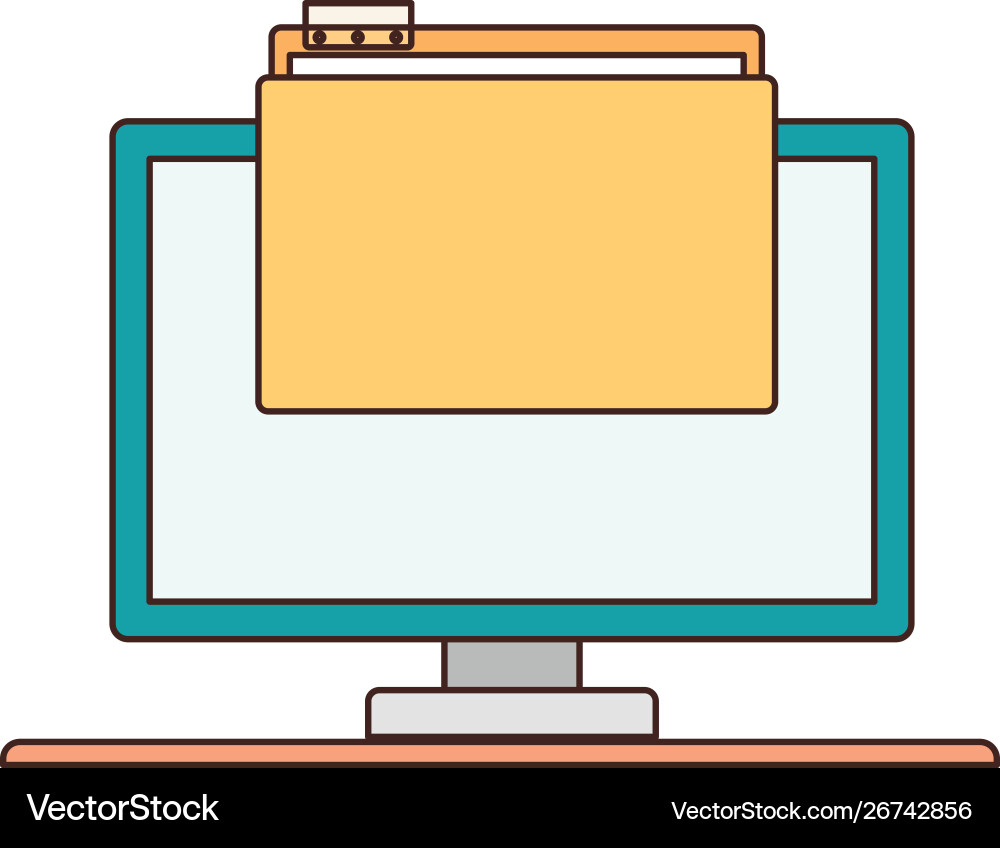 Computer screen with folder in white background vector image