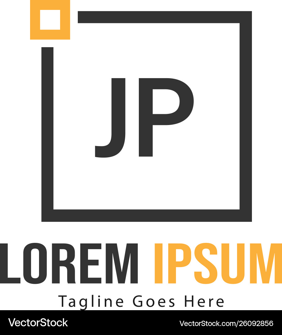 Initial jp logo template with modern frame Vector Image