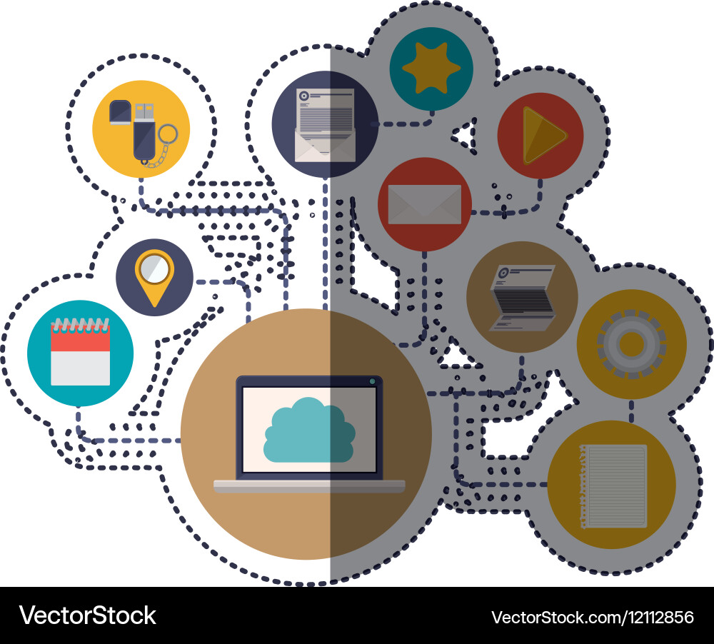 Laptop and cloud computing design vector image