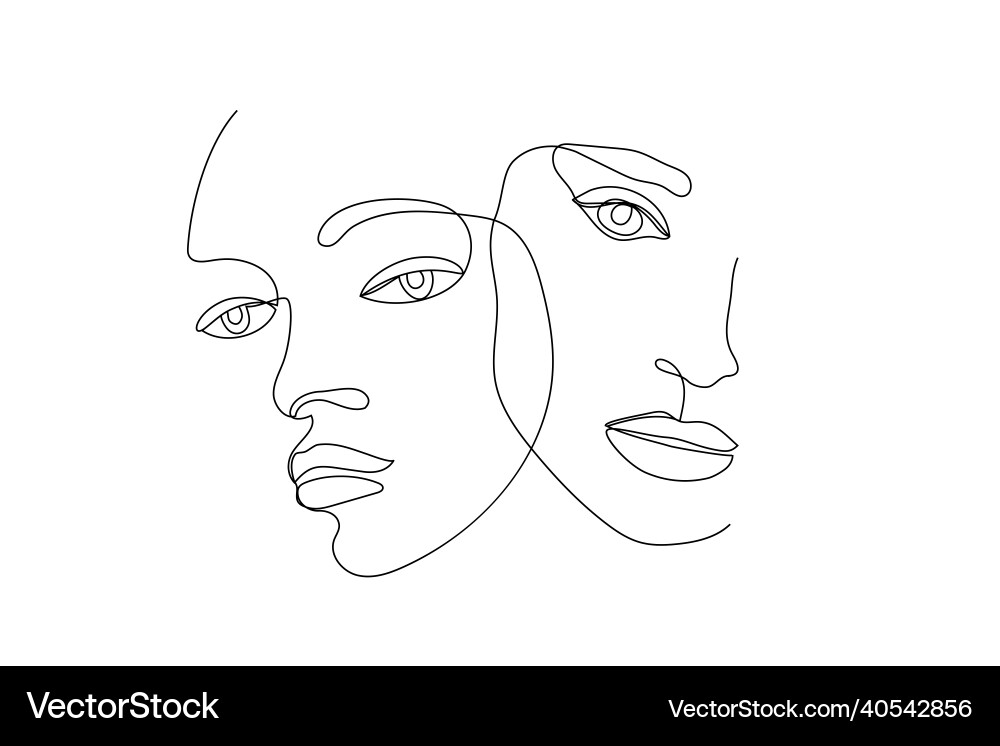 Linear faces art women portrait Linear faces art women portrait vector image