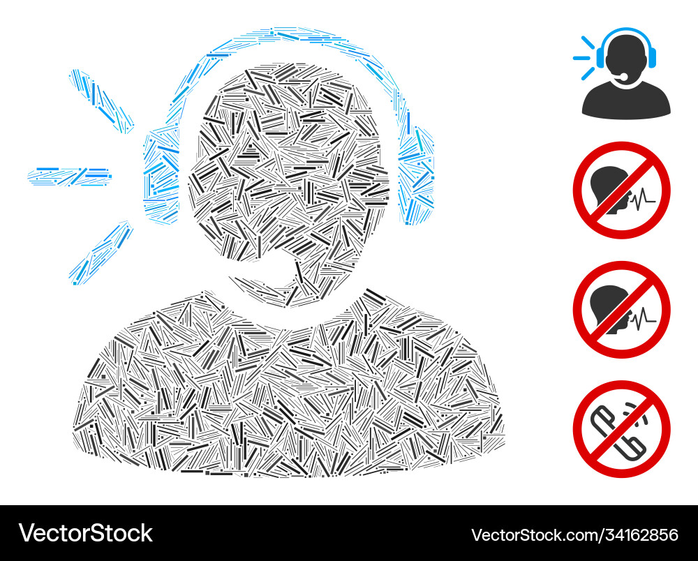 Linear operator message icon collage Vector Image
