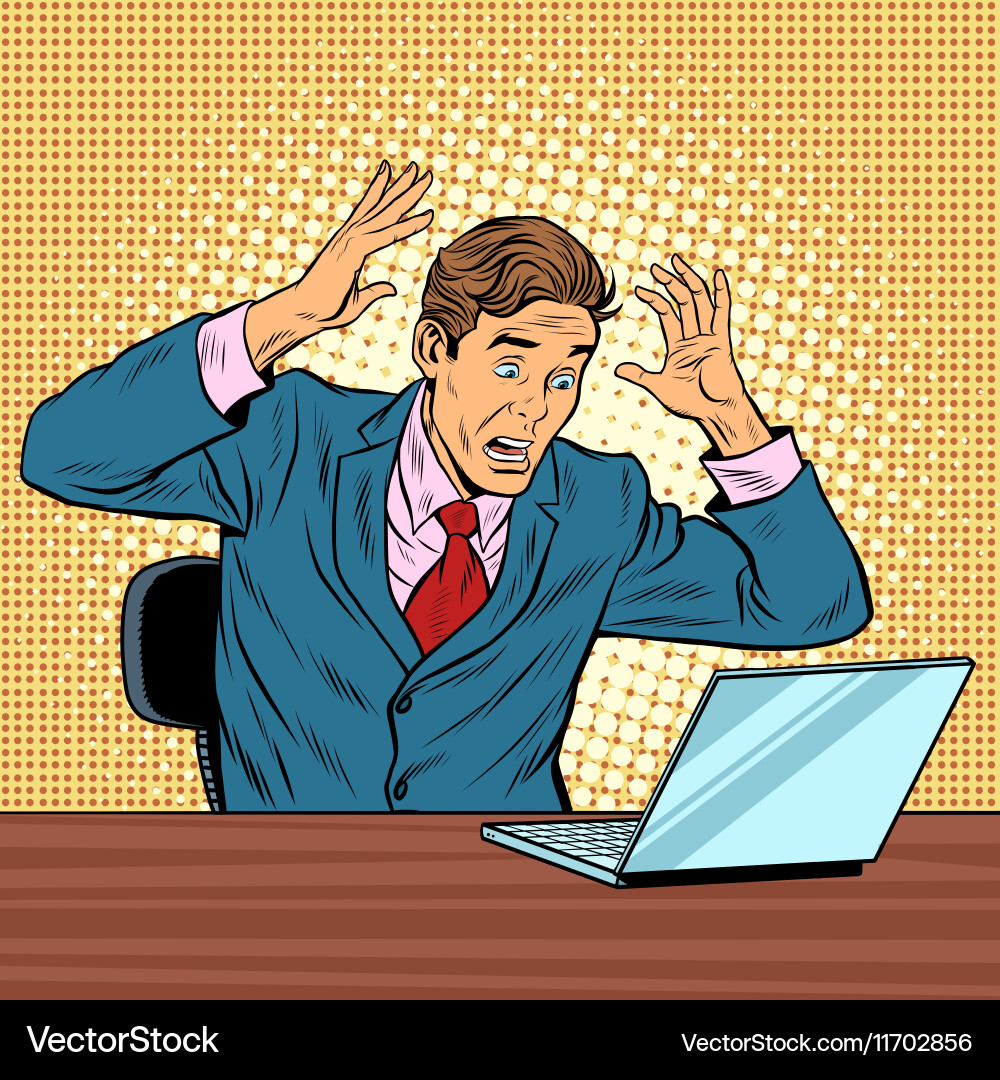 Man in Distress Reading Notebook Vector Image