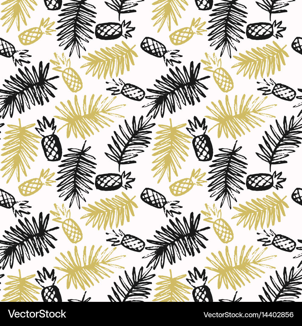 Modern seamless pattern with pineapples and palm vector image