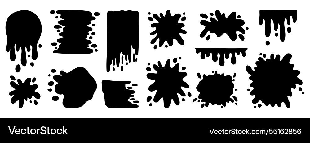 Paint splatter and different blob splash shapes Paint splatter and different blob splash shapes vector image