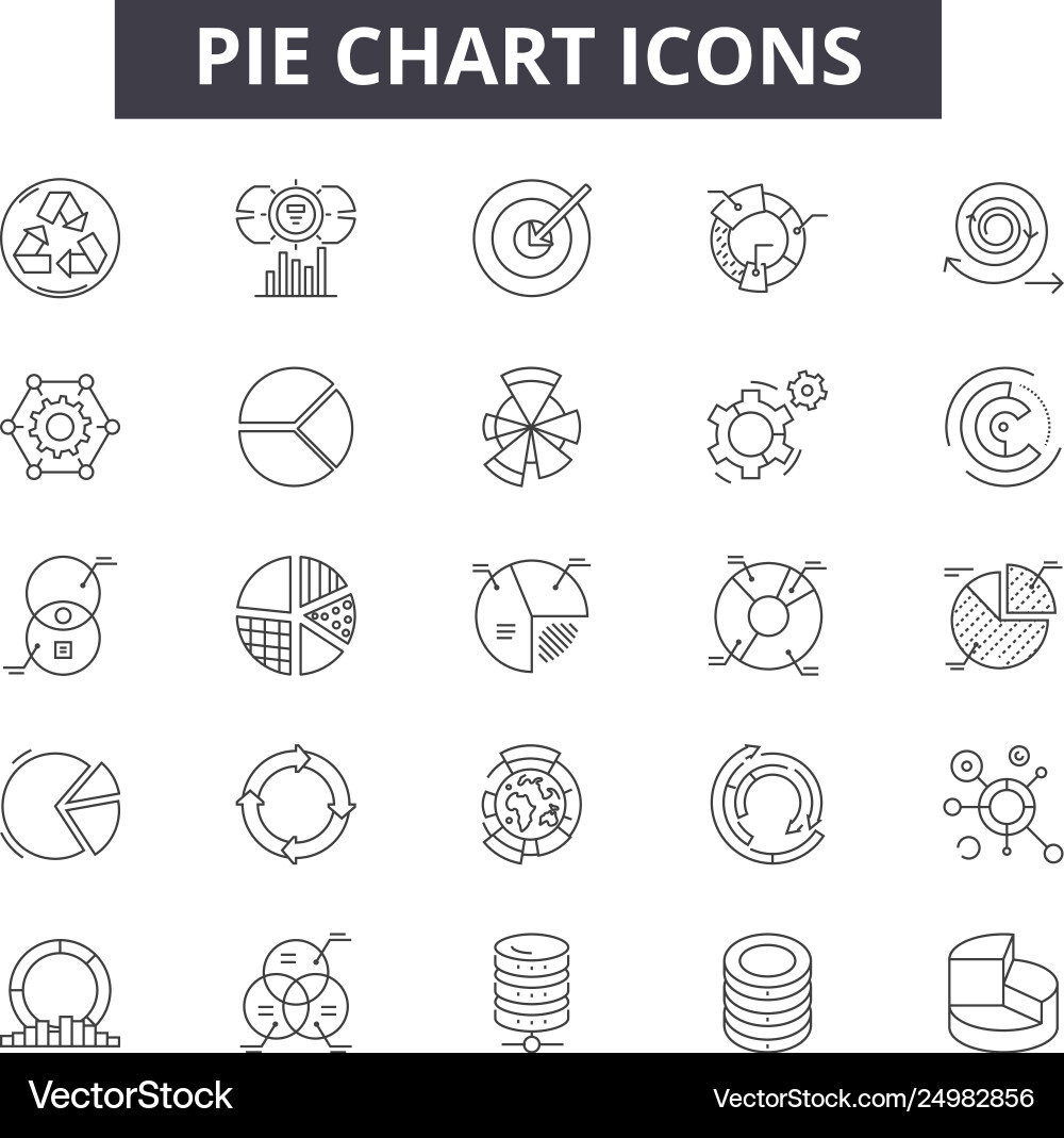 Pie Chart Line Icons - Set vector image