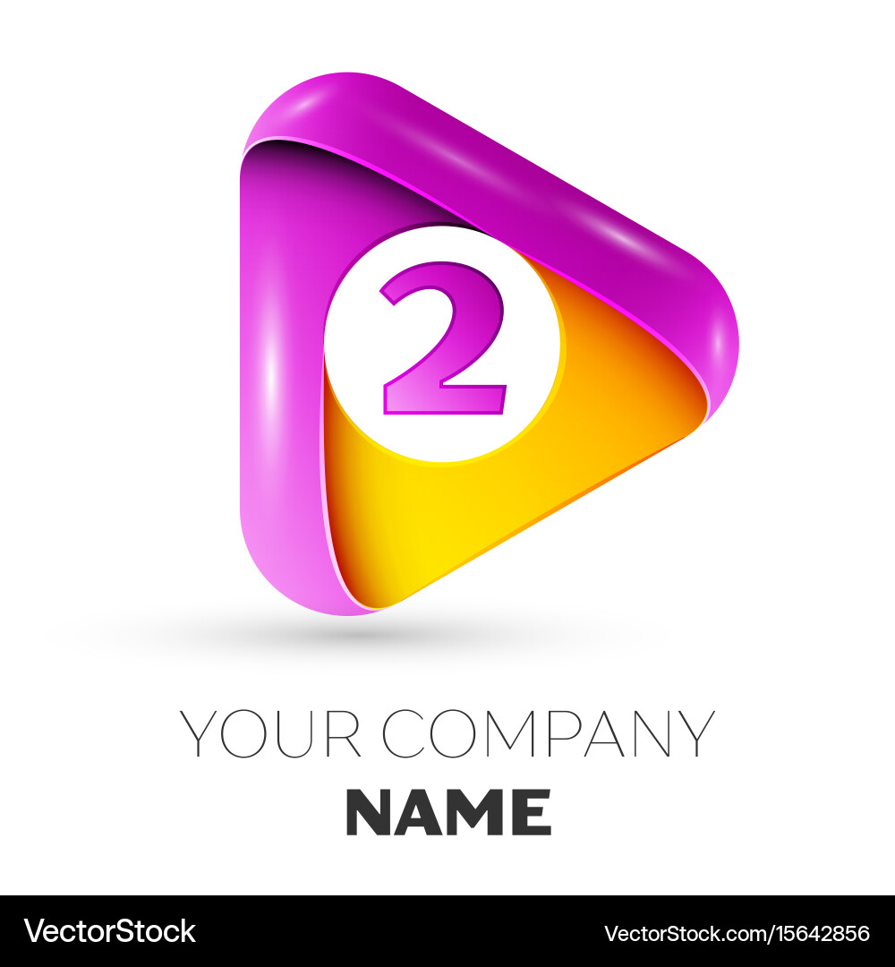 Realistic number two in colorful triangle Vector Image