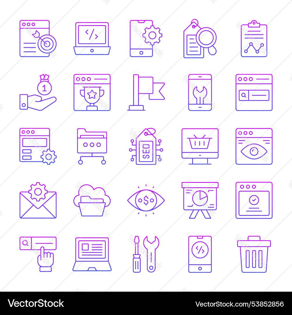 Search engine optimization and web icons set vector image