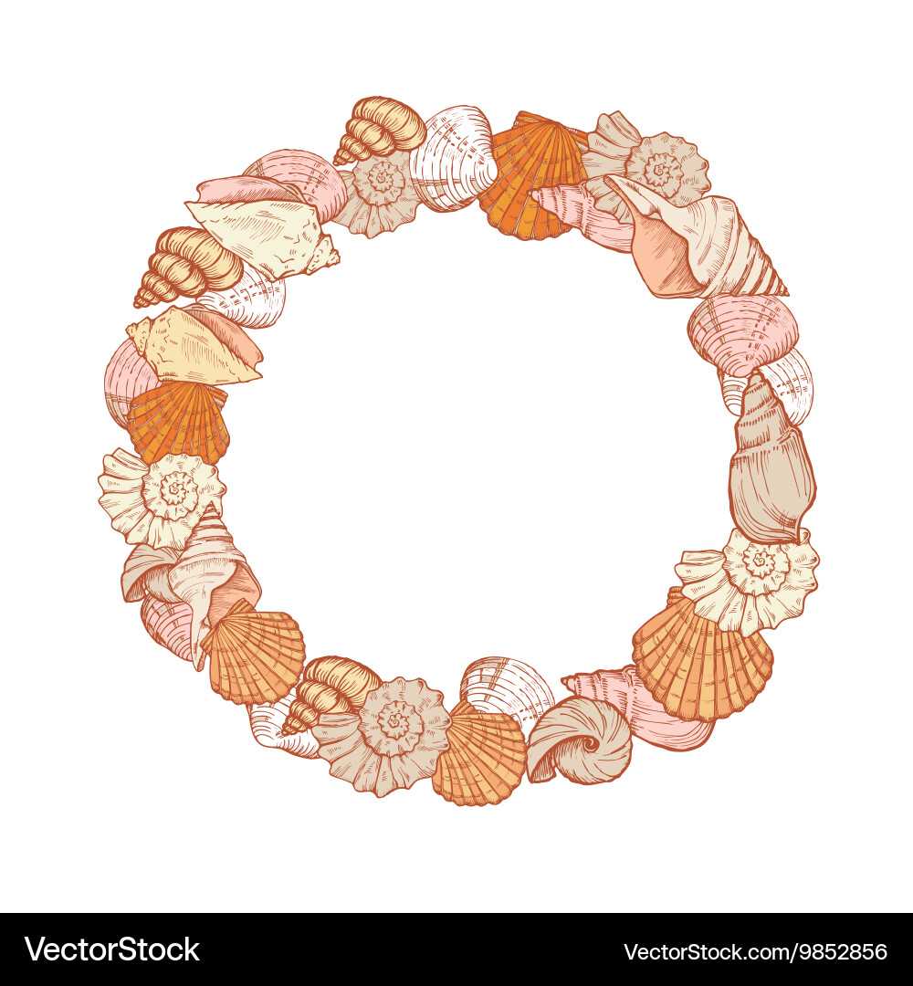 Seashell Round Frame vector image