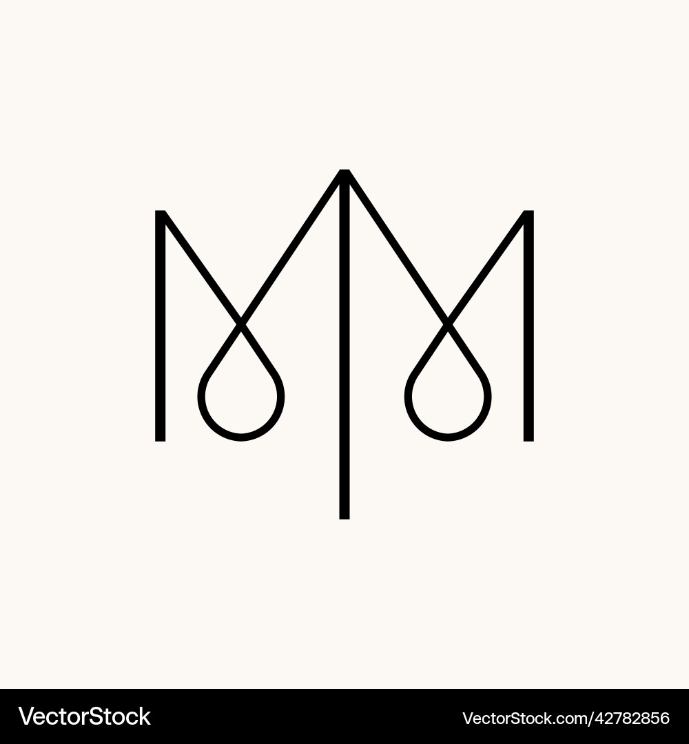 Simple letter mm line thin font like pattern motif Simple letter mm line thin font like pattern motif Vector Image
