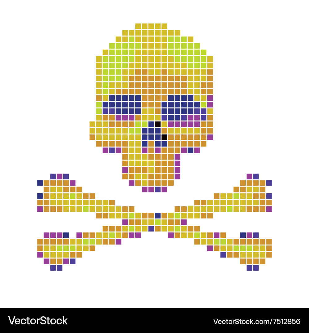 Skull and crossbones collected from pixels vector image