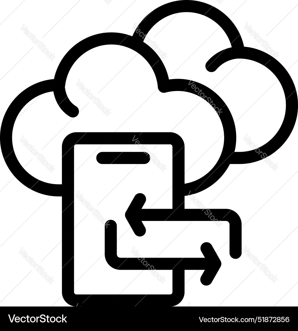 Smartphone exchanging data with cloud storage Smartphone exchanging data with cloud storage vector image