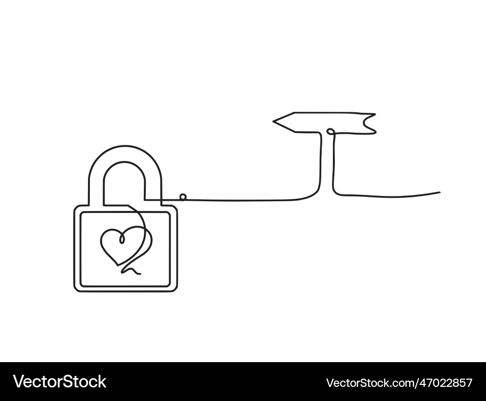 Abstract heart-lock with arrow as continuous line Vector Image