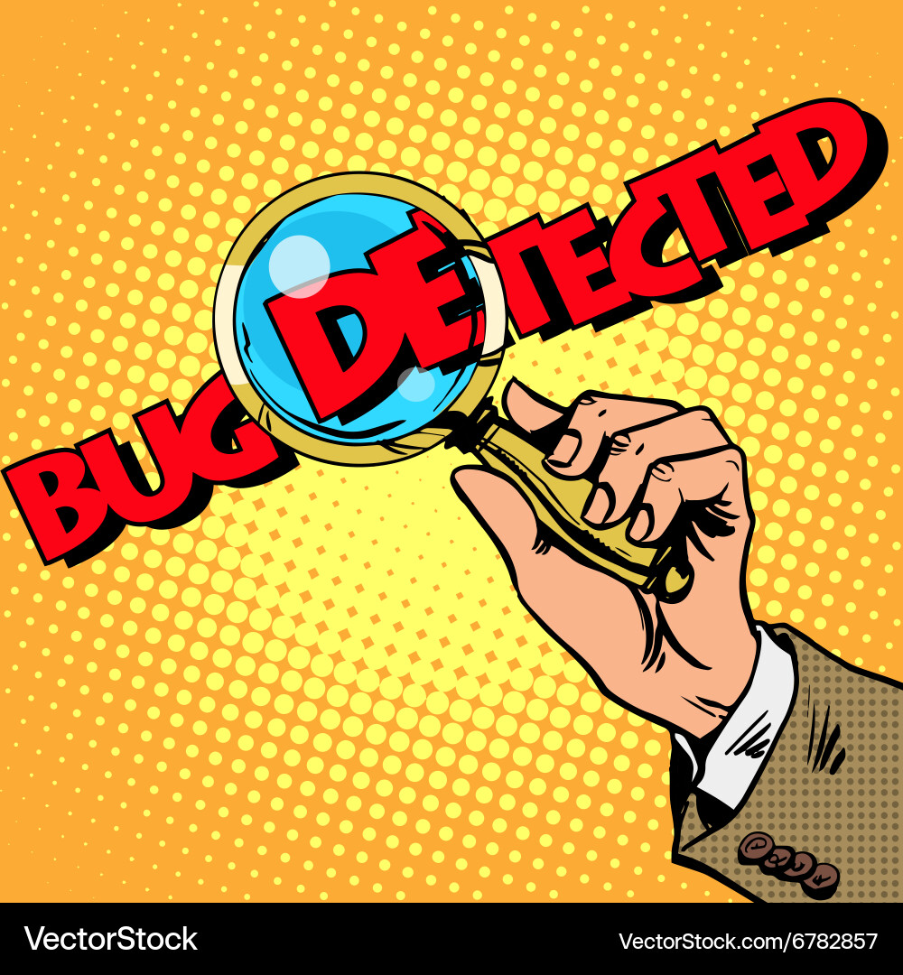 Bug detected search and troubleshooting Royalty Free Vector