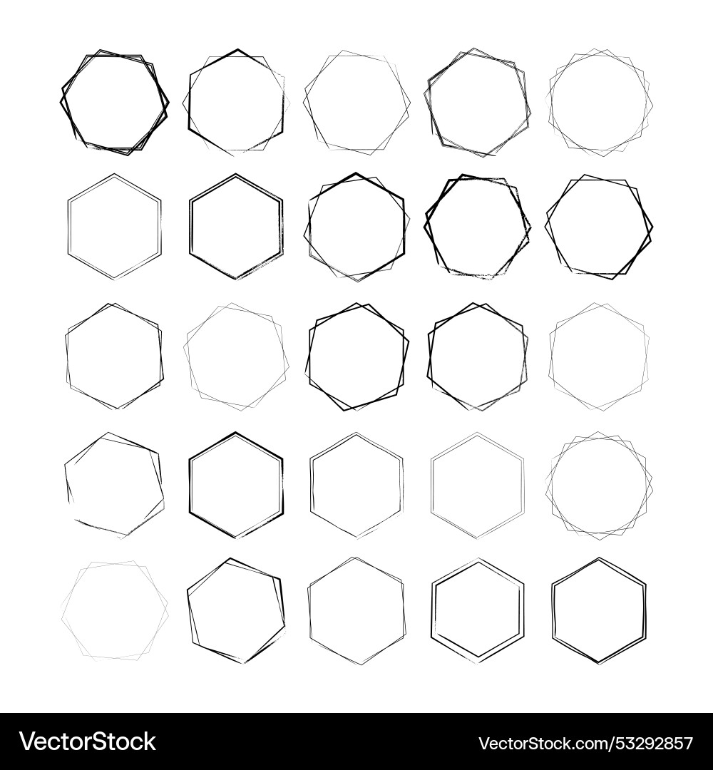 Hexagon grunge texture element frame border shape Hexagon grunge texture element frame border shape vector image