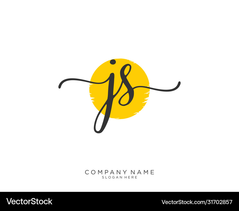 Js initial handwriting logo design Vector Image
