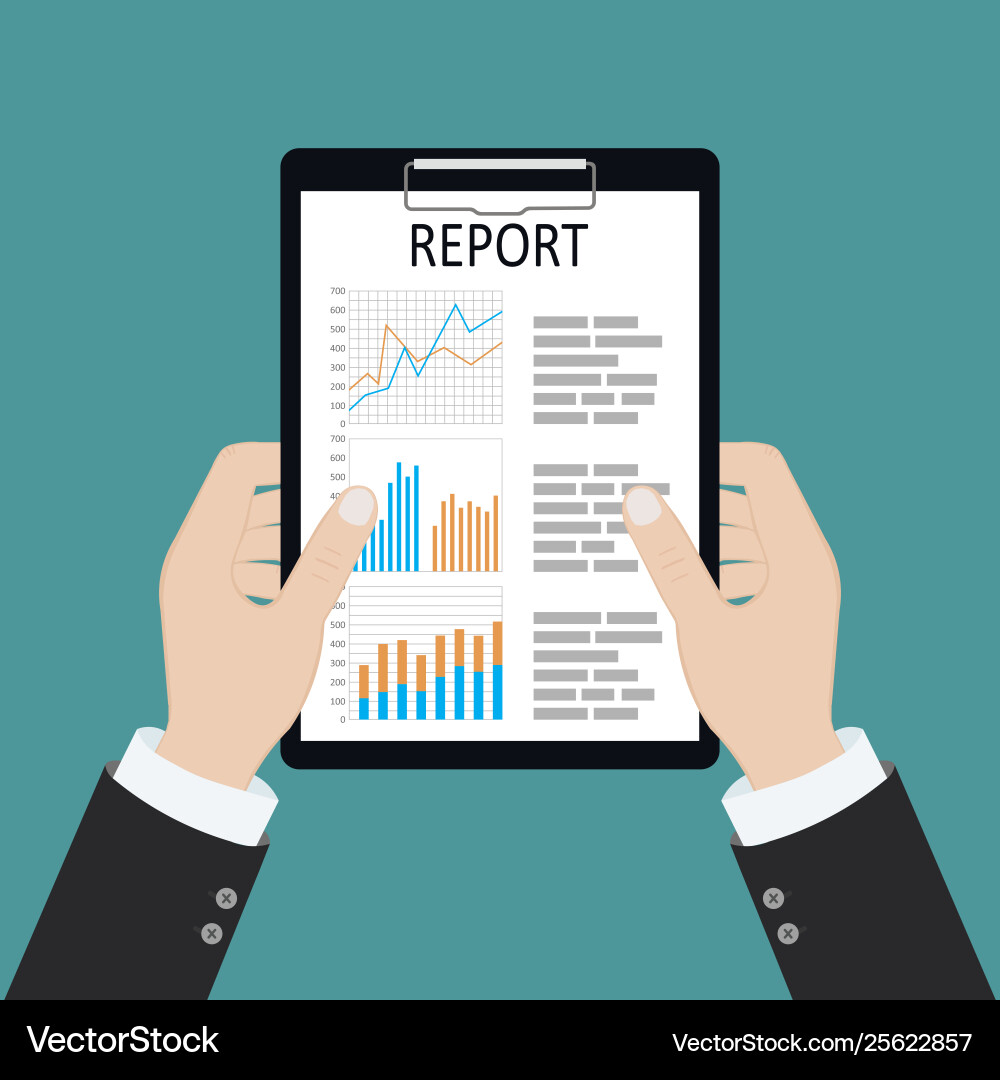 Man with analyzes report paper document Man with analyzes report paper document vector image