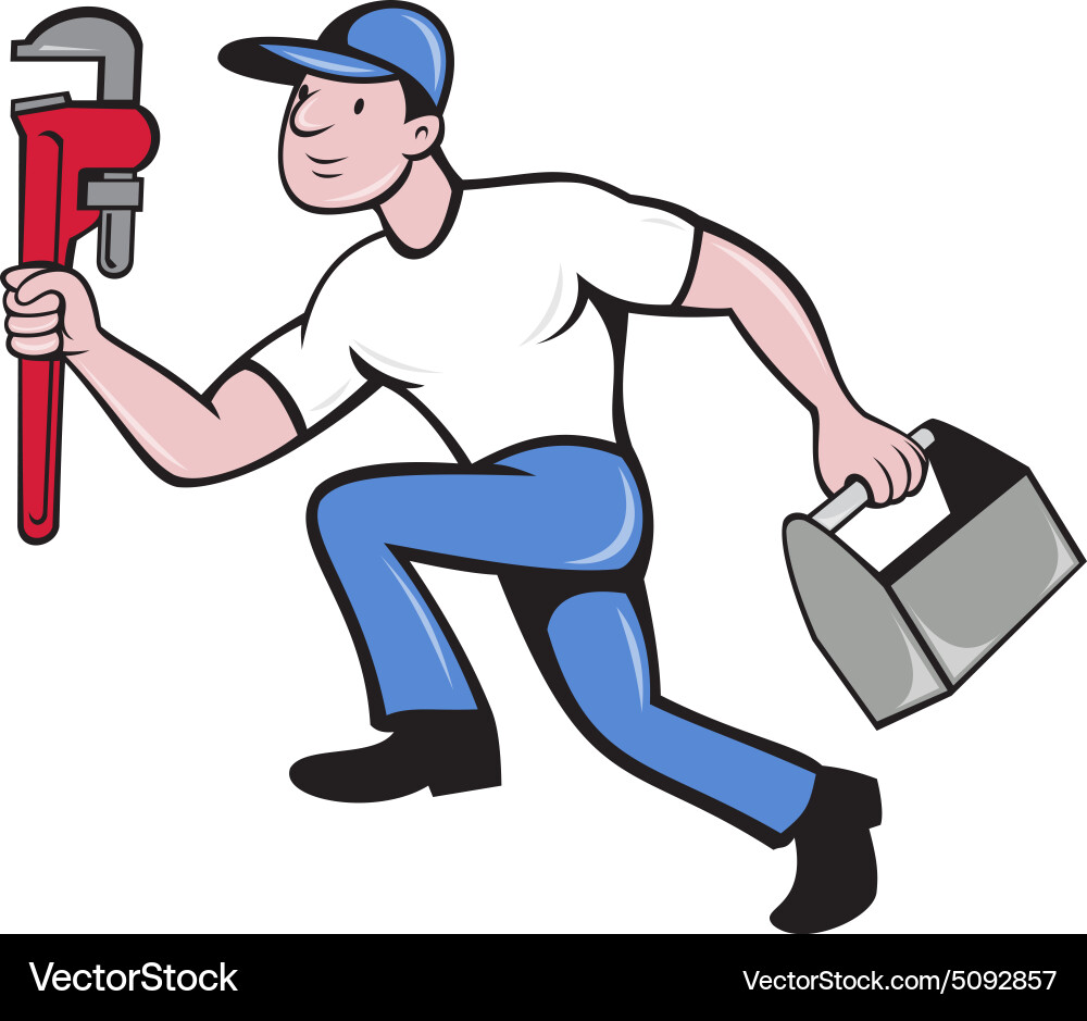 Plumber Running with Toolbox vector image