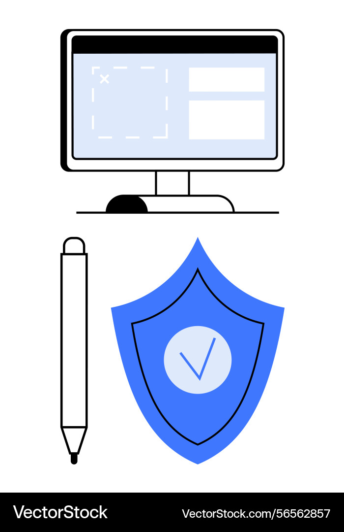 Secure online form submission with pen computer Secure online form submission with pen computer vector image