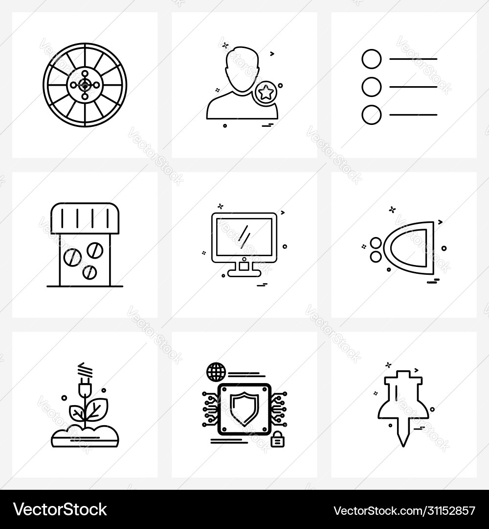 Set 9 simple line icons computer tablets Vector Image