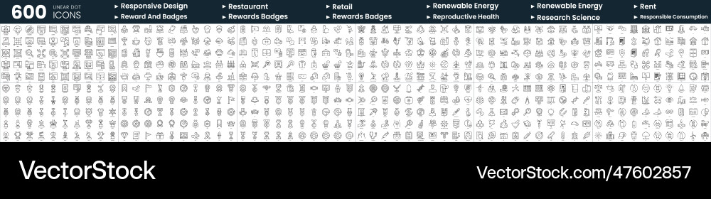 Set of 600 thin line icons in this bundle include Set of 600 thin line icons in this bundle include vector image