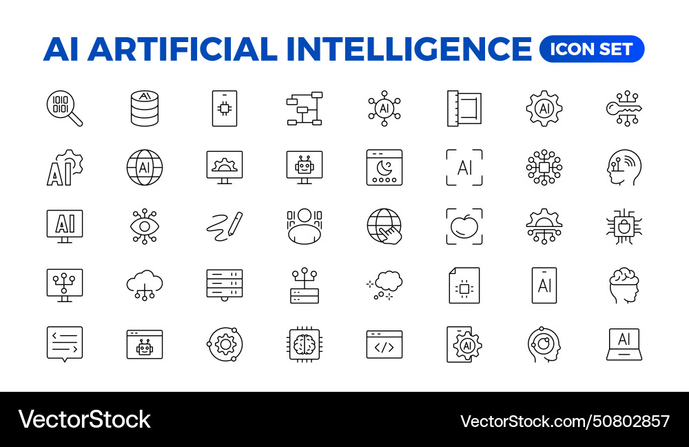 Set of ai artificial intelligence icon Set of ai artificial intelligence icon vector image