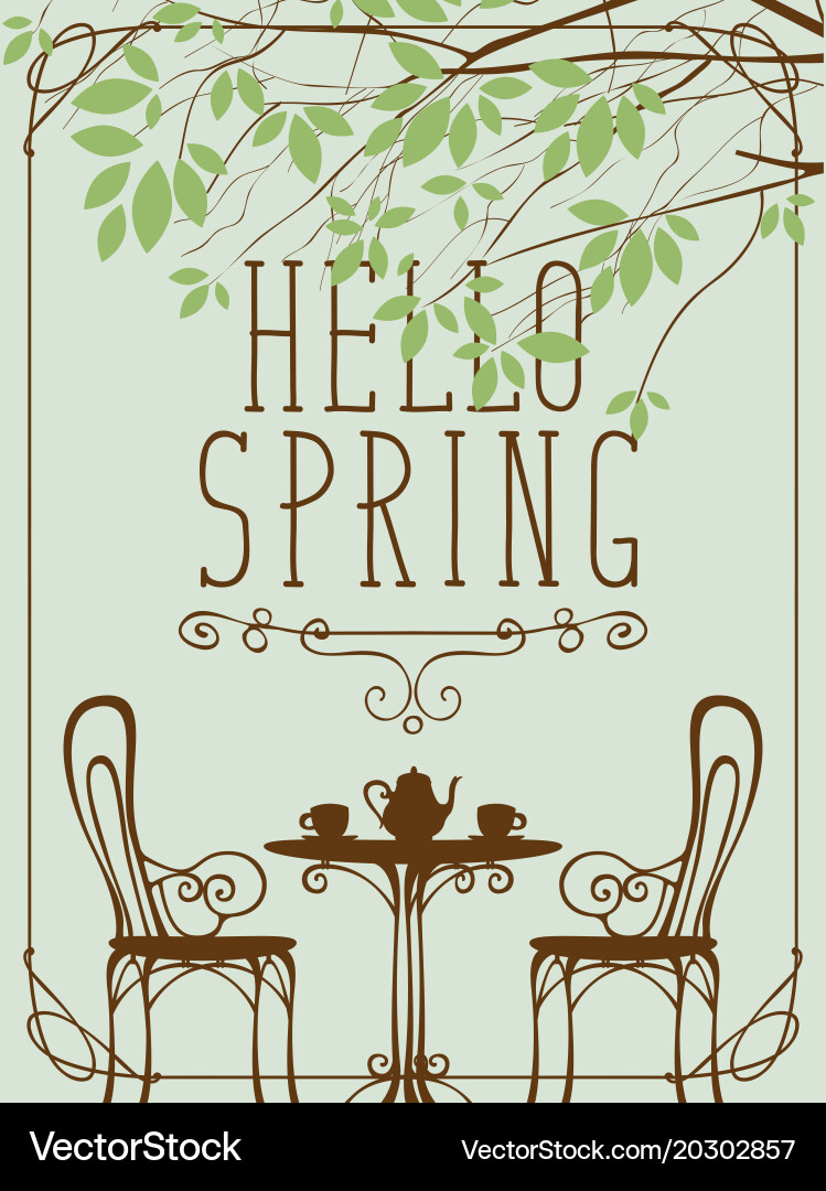 Spring landscape with table for two under tree vector image