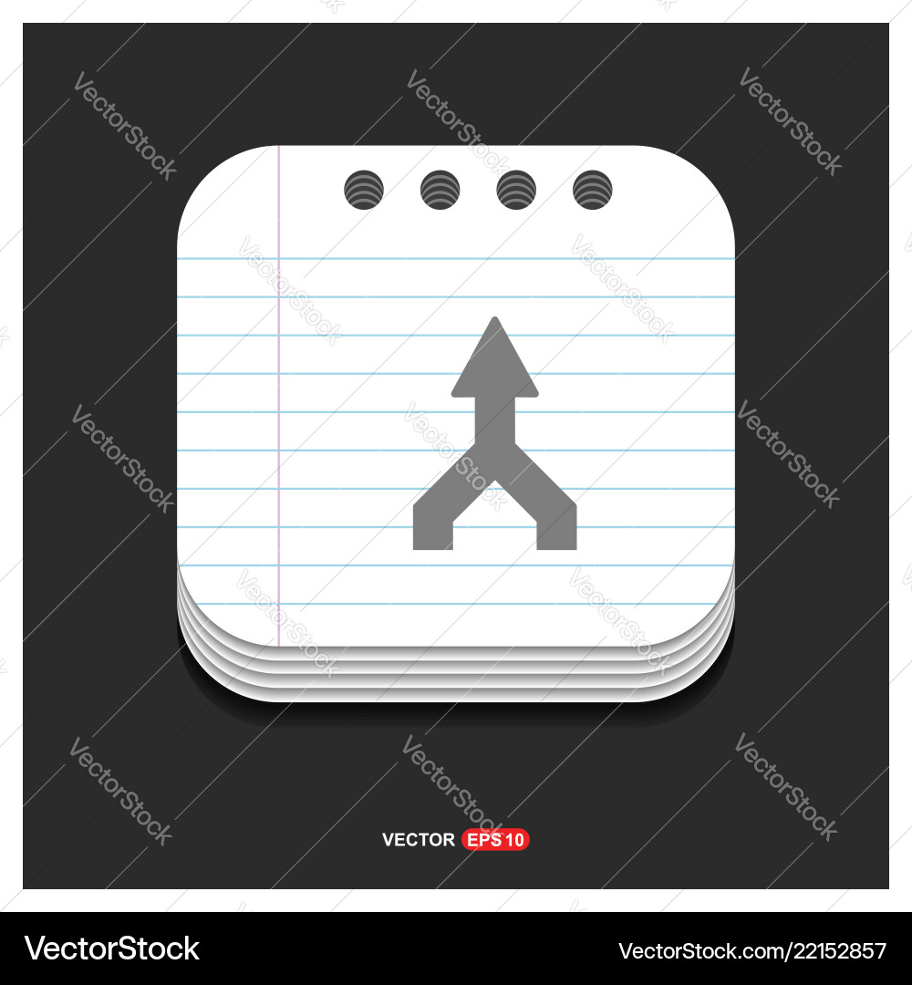 Up arrow icon gray on notepad style template Up arrow icon gray on notepad style template vector image