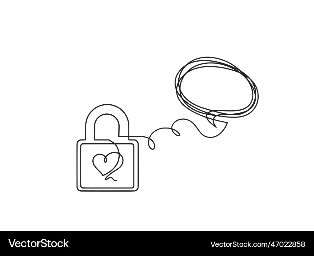 Abstract heart-lock with comment as continuous vector image