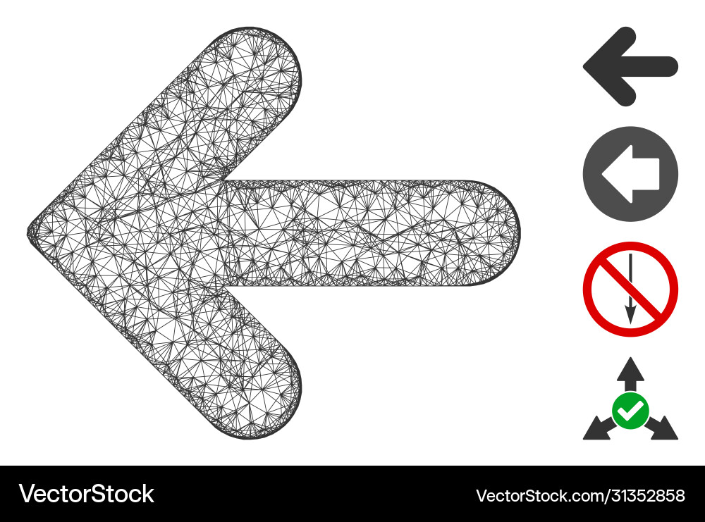 Arrow left web mesh Arrow left web mesh vector image