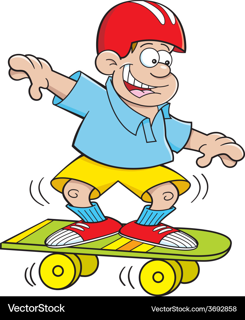 Cartoon boy riding a skate board – Royalty-Free Vector | VectorStock, image size:828x1080