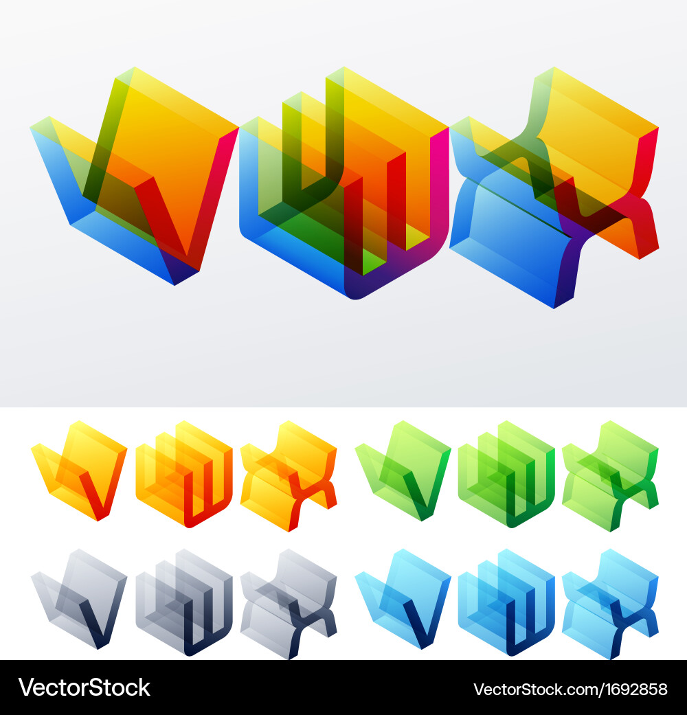 Colored text in isometric view vector image