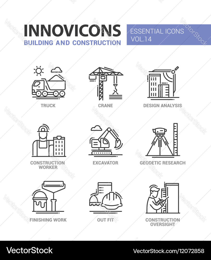 Construction & Industrial Icons vector image