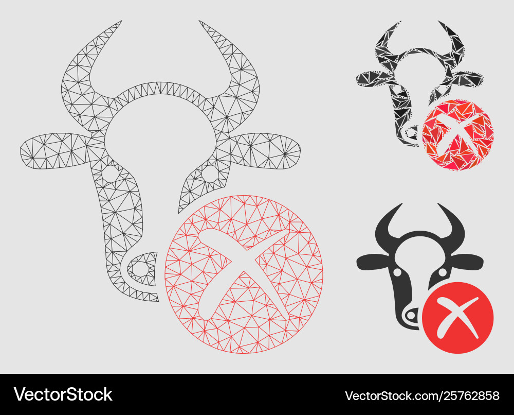 Cow reject mesh network model and triangle Cow reject mesh network model and triangle vector image