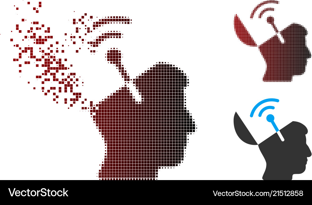 Dissolving pixel halftone open mind radio Dissolving pixel halftone open mind radio vector image