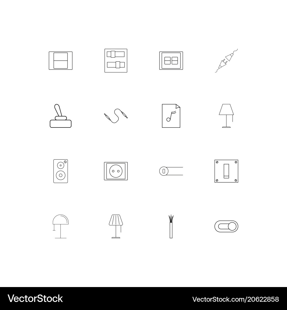 Electrical simple linear icons set outlined Vector Image