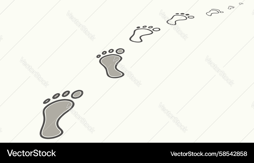 Footprints on path tracing a journey of progress Vector Image