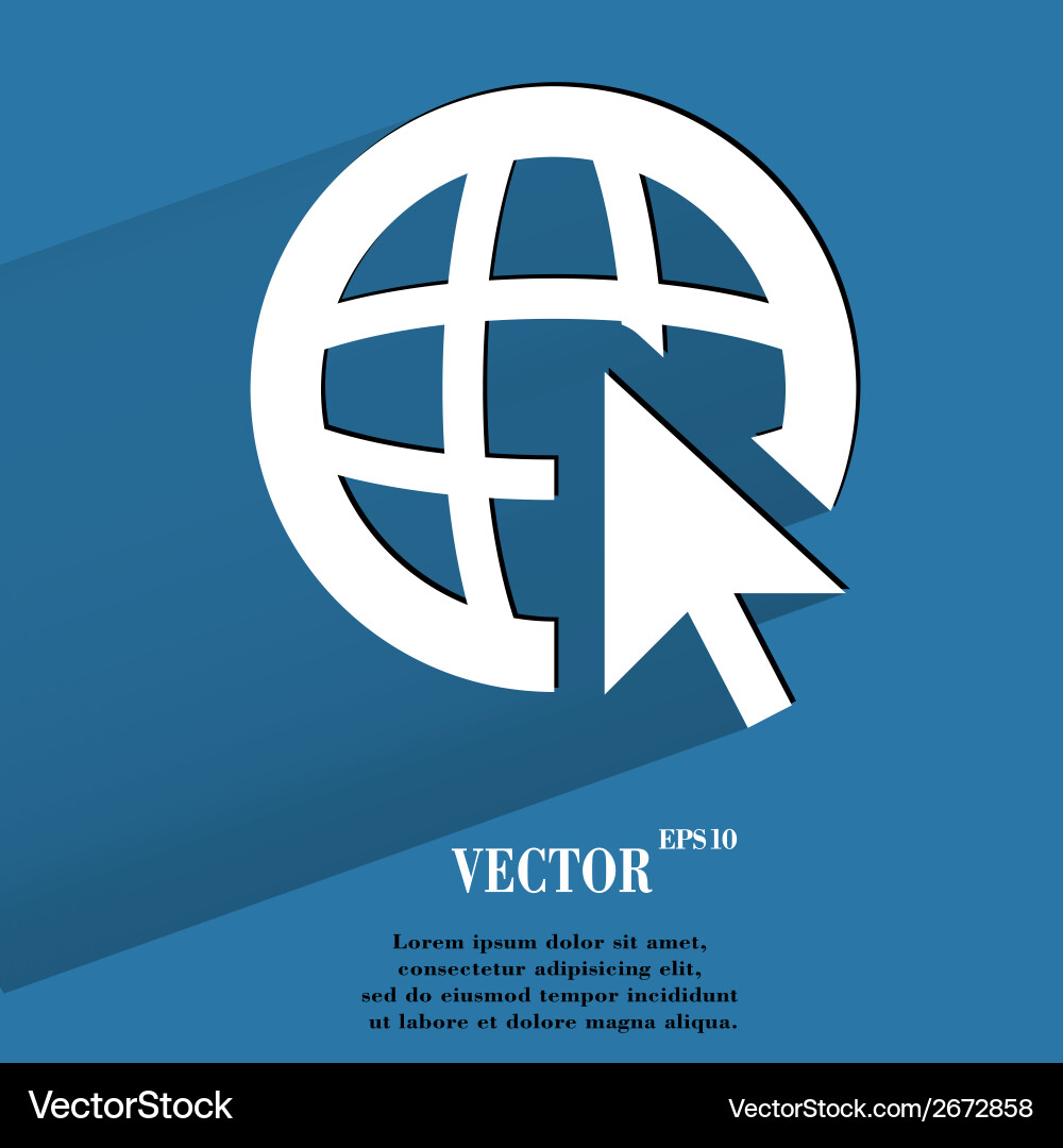 Globe flat modern web button with long shadow Vector Image