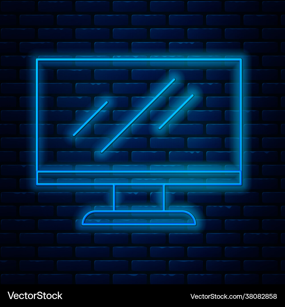Glowing neon line computer monitor screen icon Glowing neon line computer monitor screen icon vector image