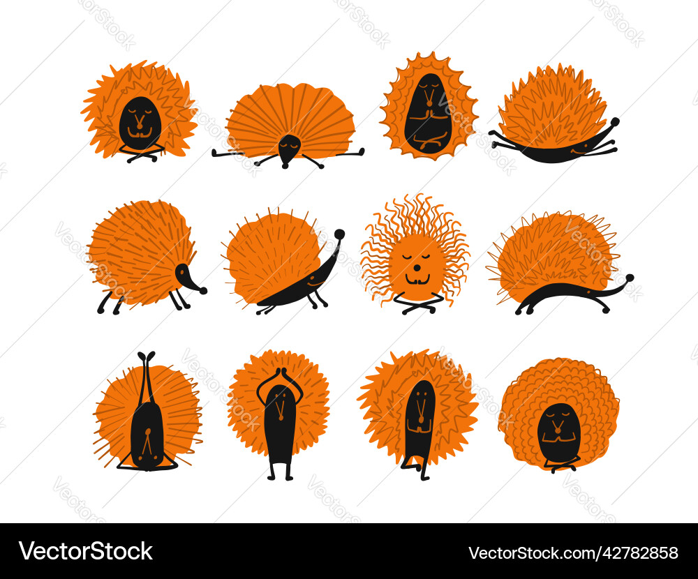 Hedgehogs machen Yoga lustige Zeichen für Ihre Hedgehogs machen Yoga lustige Zeichen für Ihre vektorbild