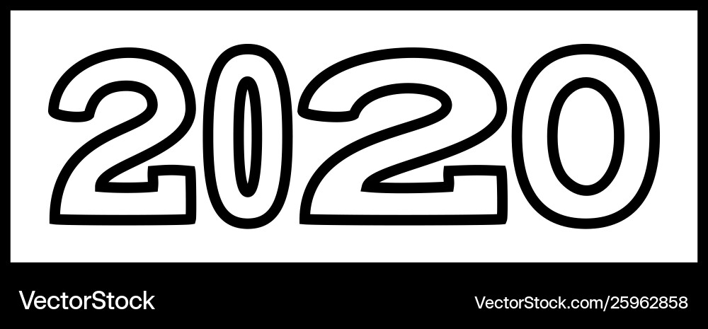 Line art 2020 text with different width characters Line art 2020 text with different width characters Vector Image