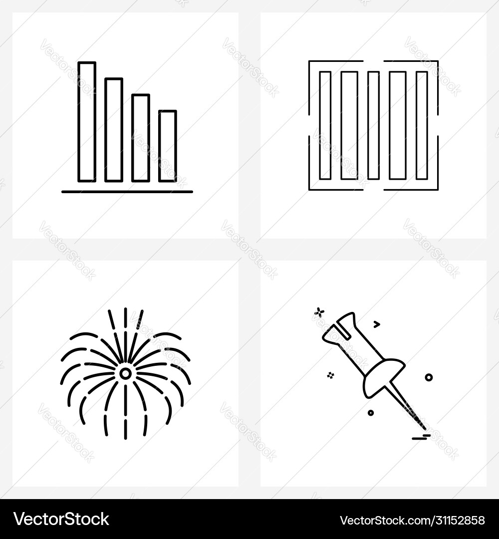 Set 4 simple line icons for web and print Vector Image