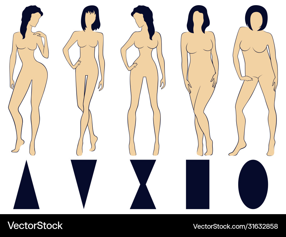 Set five female figure types with conditional vector image