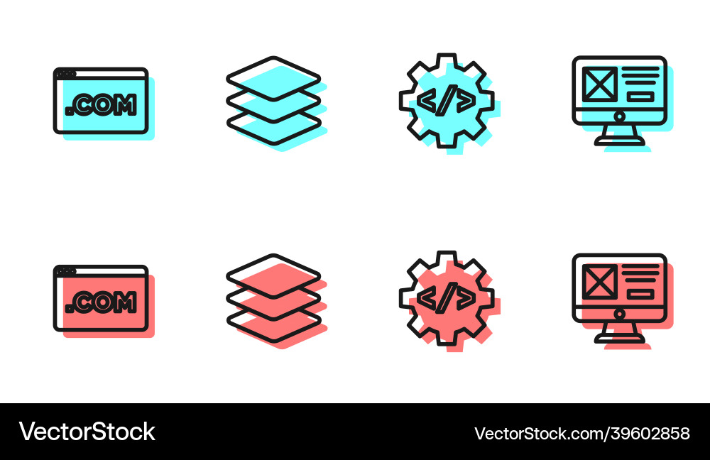 Set Line Front End Entwicklung ui oder ux design vektorbild