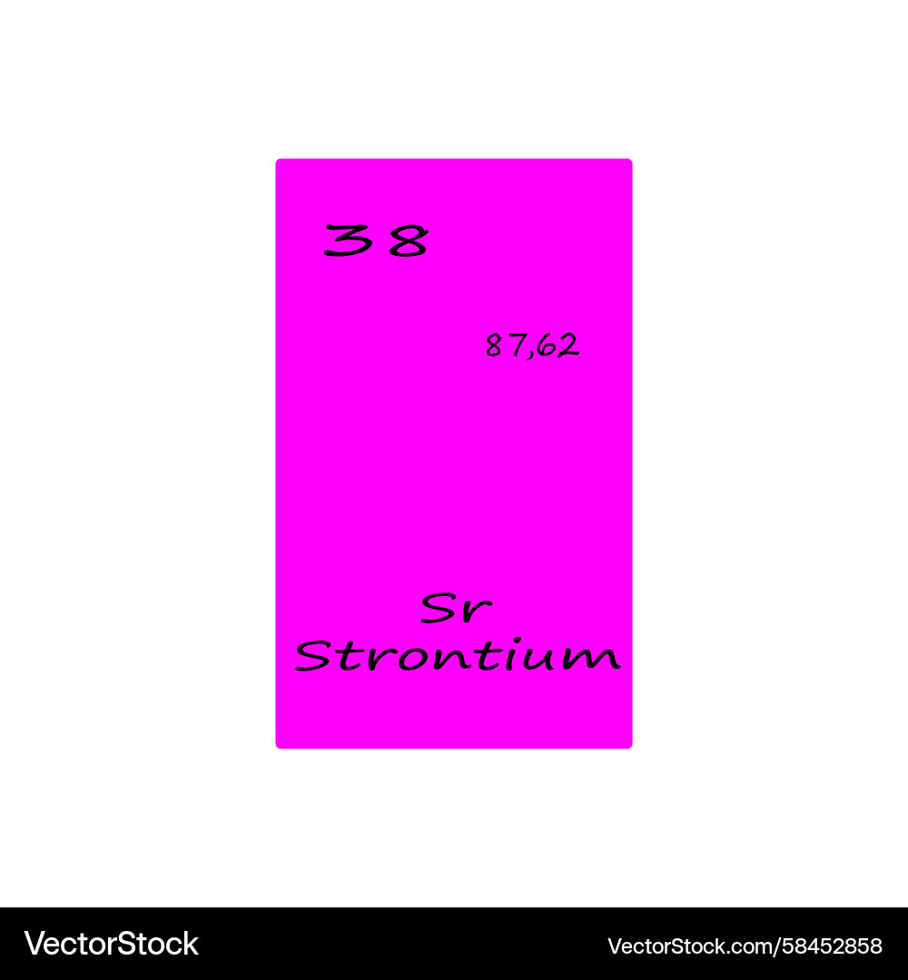 Strontium Element Block - Atomic Number 38 Vector Image